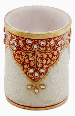 

JaipurCrafts Kundan Embossed 1 Compartments Marble Pen Stand(Multicolor)