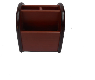 

HANDICRAFT 4 Compartments WOOD PEN AND LETTER HOLDER(Brown)