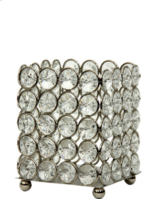 

Aesthetic Decors Shine 1 Compartments Crystal Pen Stand(Silver)