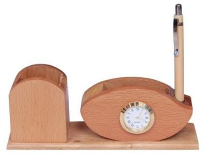 

Onlineshoppee CAC 3 Compartments Wooden Stationery Holder(Beige)