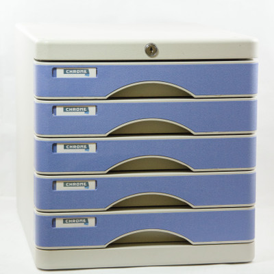 

Chrome 5 Compartments Plastic File Cabinet(Blue)