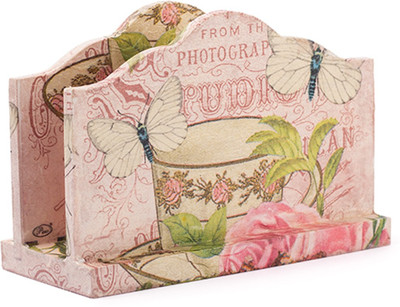 

IAM 1 Compartments Wood Napkin Holder(Pink)