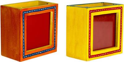 

VarEesha 2 Compartments Wooden Pen Stand(Multicolor)