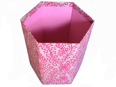 

Creates & Designs 1 Compartments Handcrafted Collapsible Hexagonal Waste Paper Bin Eco-Friendly(Pink)
