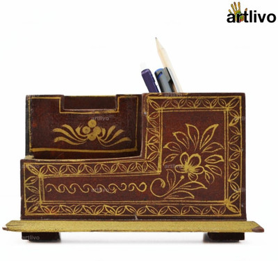 

Artlivo Desk Organizer 3 Compartments Wood Desk Organizer(Brown)