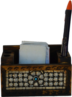 

eCraftIndia ESR008 2 Compartments Wooden Pen Stand(Brown)