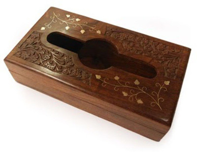 

Desi Karigar 1 Compartments Wooden Tissue Box(Brown)