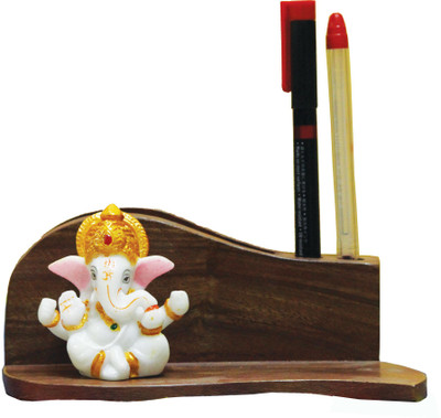 

SR Crafts 2 Compartments Wooden Pen Holder(Brown)
