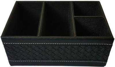 

Dondonka 4 Compartments PU Leather, Board Desk Organizer(Black)