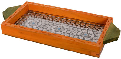 

eCraftIndia ESR009-Stationary 1 Compartments Wooden Utility Tray(Yellow, Silver)