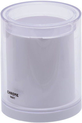 

Chrome 1 Compartments Plastic Pen Stand(White)