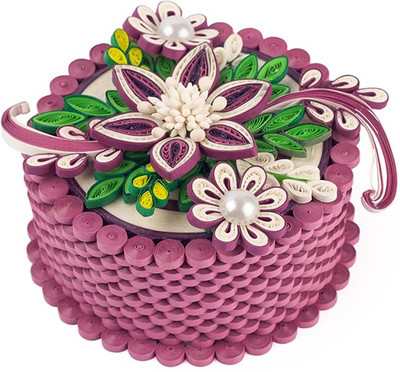 IAM 1 Compartments Paper Quilling Box(Purple and Green)