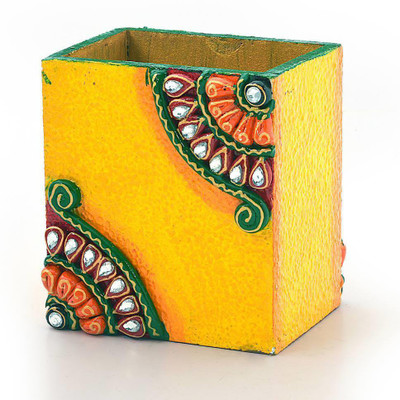 

Shree Sai 1 Compartments Wooden Pen Stand(Brown)
