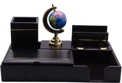 

Kebica 6 Compartments Faux Leather Desk Organizer(Black)