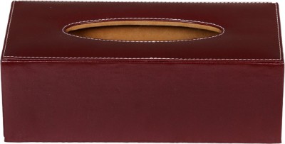 

Leather World 1 Compartments PU Leather Tissue Box(Maroon)