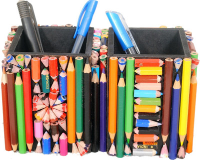 

Aahum 1 Compartments Wood Pen Stand Set of 2 pcs(Multicolor)
