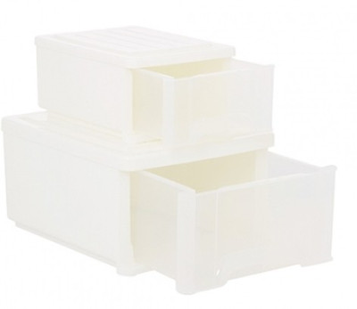 

Howards 2 Compartments Plastic Odeda Stackable Drawers(White)