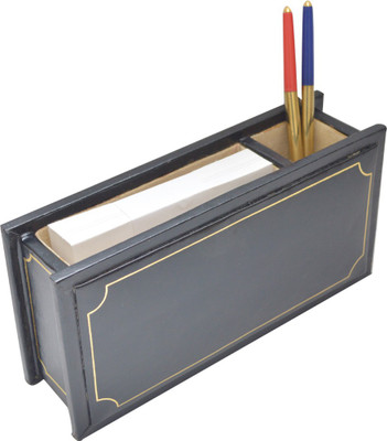 

Knott 2 Compartments Wood, Leather Pen Stand Cum Slip Holder(Black, Black)