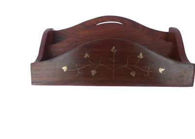 

Handicraft 2 Compartments WOODEN LETTER HOLDER,MAGAZINE HOLDER(Brown)