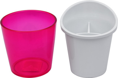 

iStuff 3 Compartments Plastic Stationary Holder(Orange, Pink)