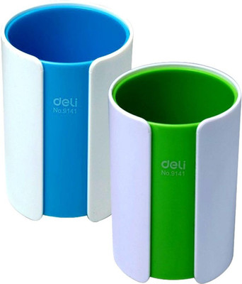 

Deli 1 Compartments Plastic Colorful Pen Stand (Set Of 2)(Blue And Green)