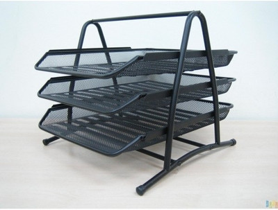 

Dingguagua Magazine Tray 3 Compartments Metal Mesh Tray(Black)