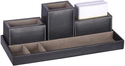 Leatherman 1 Compartments Leather desk set(Black)