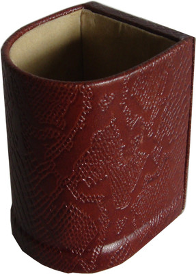 

SAW LEATHER GOODS 1 Compartments Leather Pen Holder/Desk Organizer(Brown)