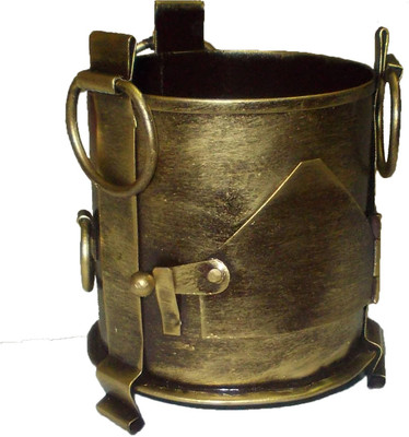 

Craft Expo 1 Compartments Wraught Iron Metallic Angeethi Shape Pen or Cutlery Holder(Golden)