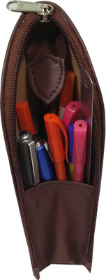 

Essart 1 Compartments Leather Pencil Case(Brown)