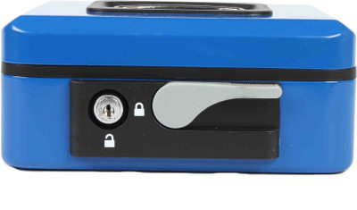 

Shraddha Collections Lever 2 Compartments Steel Cash Box(Blue)