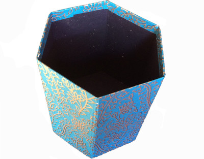 

Creates & Designs 1 Compartments Handcrafted Collapsible Hexagonal Waste Paper Bin Eco-Friendly(Blue)
