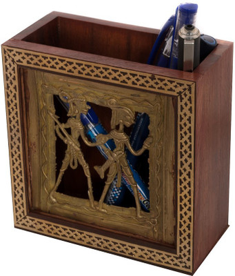

eCraftIndia ESR009-Stationary 1 Compartments Wooden Pen Stand(Brown)