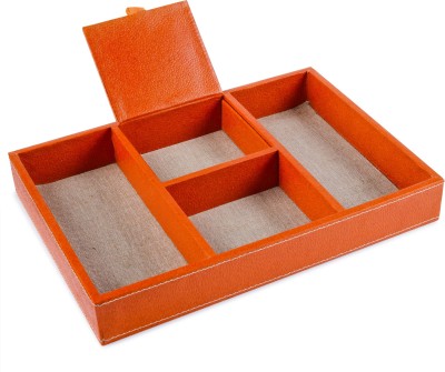 

Eco-Leatherette Regular 4 Compartments Paper Office Tray(Orange)