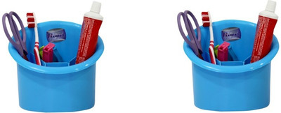 Hanbao 4 Compartments Plastic Multipurpose Stationary Stand(Blue)