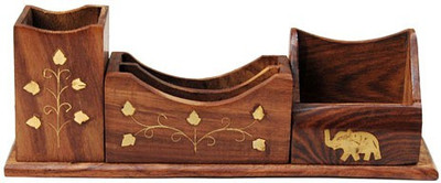 

Decorhand 1 Compartments Wood Pen Mobile Holder(Brown)
