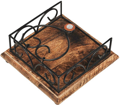 

Desi Karigar 1 Compartments Iron Tissue holder(Black)