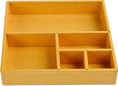 

Eco-Leatherette 5 Compartments Paper Office Tray(Royal Gold)