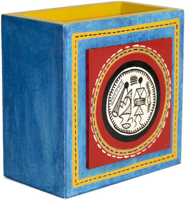 

VarEesha 1 Compartments Wooden Pen Stand(Blue)