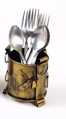 MohanJodero 1 Compartments Wraught Iron Angeethi Pen Stand(Gold)