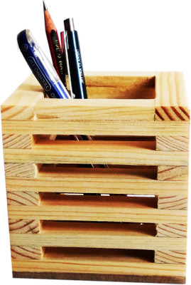 

Swarnadaru 1 Compartments wood pen holder(Beige)