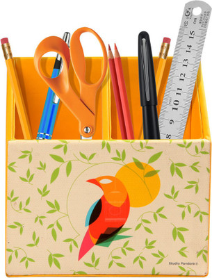

Studio Pandora Nature Series 2 Compartments PU Leather and MDF Wood Desk Organizer(Multicolor)
