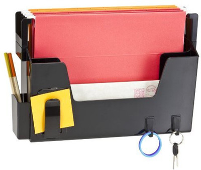 

Officemate International 2 Compartments Plastic Wall File Organizer(Black)