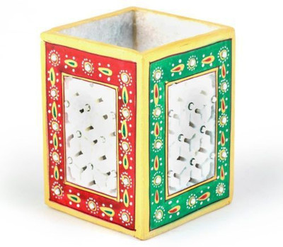 

Total Furnishing Meenakari Kundan Work 1 Compartments Marble Pen Holder(Mult-color)