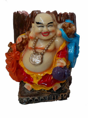 

Modish Look Laughing Buddha Lucky Charm 1 Compartments Polyresin Pen Stand(Multicolor)