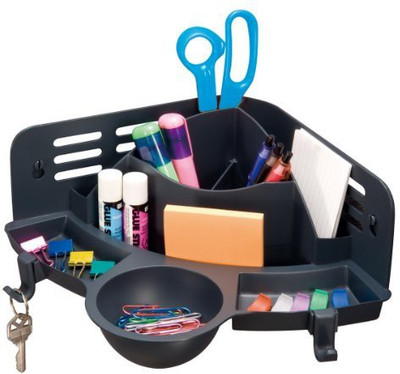 

Officemate International 7 Compartments Plastic Corner Organizer(Gray)