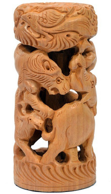

Sunvi 4 Compartments Wooden Pen Stand(Brown)
