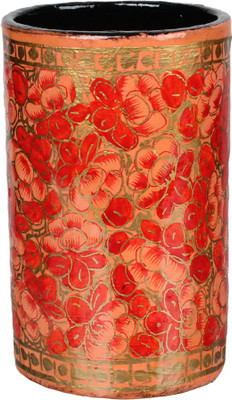 

Indeasia Srijan Floral Design 1 Compartments Paper Machie Pen stand(Orange)