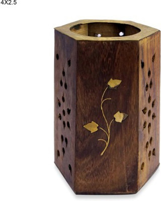 

Craftatoz 1 Compartments wood pen holder(Brown)