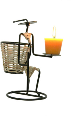 

Aesthetic Decors Earth 1 Compartments Iron, Cane Pen Stand(Black)